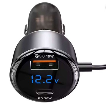 Быстрое автомобильное зарядное устройство для телефона USB-разъем прикуривателя USB-C 12–24 В