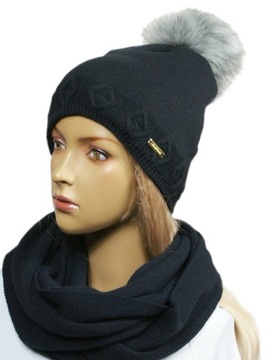 KOMPLET CZAPKA + KOMIN pompon # 33