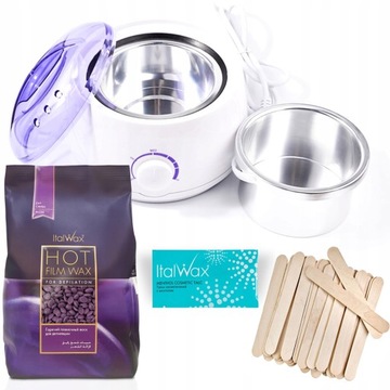 ZESTAW Depilacja Podgrzewacz Wosk Italwax 1kg PLUM