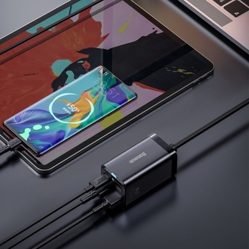 БЫСТРОЕ СЕТЕВОЕ ЗАРЯДНОЕ УСТРОЙСТВО BASEUS GaN3 Pro, 2 порта USB-C/USB, 65 Вт, МОЩНЫЙ ИСТОЧНИК ПИТАНИЯ