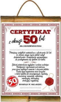 PREZENT DLA MĘŻCYZZNY NA 50 URODZINY DYPLOM