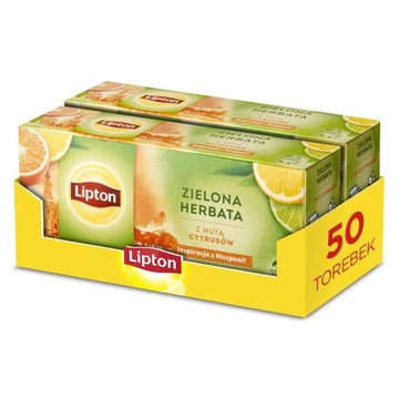Zestaw Lipton herbata zielona ekspresowa z nutą Cytrusów 2x25 torebek