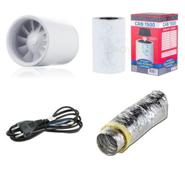 Zestaw wentylacyjny do growboxa Quiet 100mm 100m3h