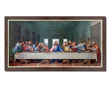 DUŻY obraz OSTATNIA WIECZERZA LEONARDO DA VINCI 160 x 85cm + brązowa rama