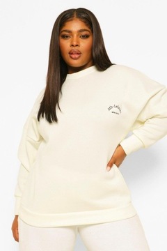 BOOHOO Kremowa bluza OVERSIZE z haftem LOGO 48