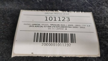 DVEŘE PŘEDNÍ LEVÉ LANCIA YPSILON II 2008 EVROPA