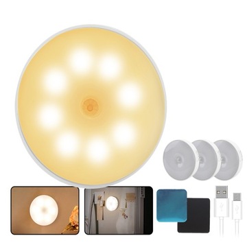 3x LAMPKA NOCNA CZUJNIK RUCHU OŚWIETLENIE USB