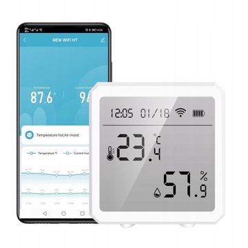 BEZPRZEWODOWA STACJA POGODY LCD HIGROMETR CZUJNIK