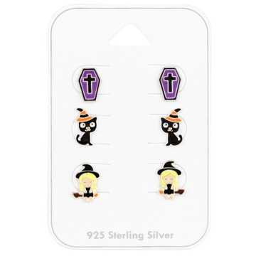 SREBRNY KOMPLET - DZIECIĘCY - HALLOWEEN - CZAROWNICA - SREBRO 925 M.JOPEK