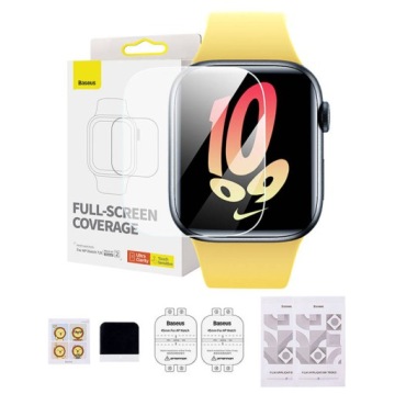 2 нанокристаллических защитных пленки для Apple Watch 7/8/9 45 мм + монтажный комплект