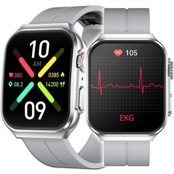 SMARTWATCH MĘSKI ZEGAREK EKG GLUKOZA CIŚNIENIE TĘTNO ROZMOWY MENU POLSKIE