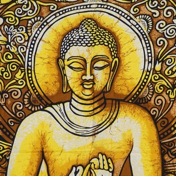Batik indyjski ręcznie malowany, ozdoba, Budda XXl 80 x110 cm