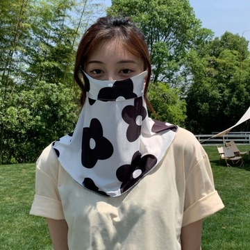 Ледяная шелковая бандана, многоразовые маски для верховой езды на открытом воздухе, женские ушные петли от солнца