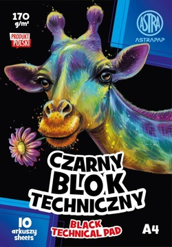 Blok techniczny Astra czarny A4 10 kartek 170g/m2