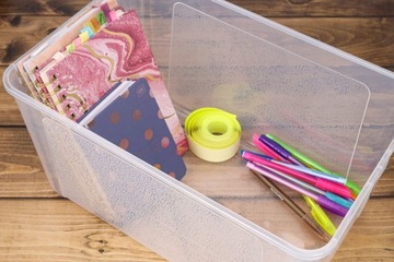 Большой пластиковый контейнер с крышкой и органайзером, 17 литров.