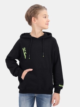 BLUZA CHŁOPIĘCA DZIECIĘCA DRESOWA Z KAPTUREM czarna 116-122