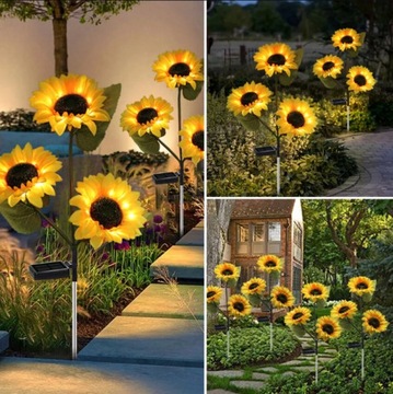 2x САДОВАЯ УЛИЧНАЯ ЛАМПА СОЛНЕЧНАЯ СВЕТОДИОДНАЯ ЛАМПА с цветами ПОДСОЛНУХИ