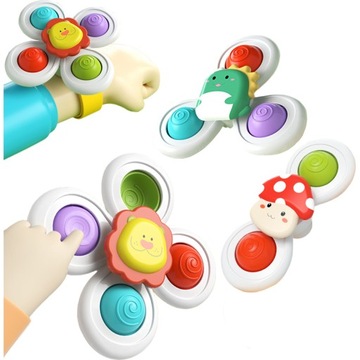 FIDGET SPINNER Z PRZYSSAWKĄ ZABAWKA SENSORYCZNA KĄPIEL PREZENT 3 SZTUKI