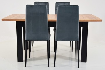 Раздвижной стол 80х140/180 столешница КРАФТ и 4 стула с обивкой СЕРЫЙ ВЕЛОР