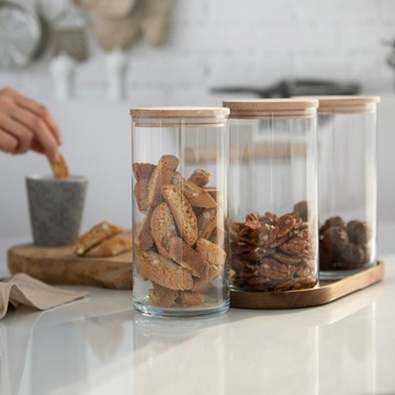 СТЕКЛЯННЫЕ КУХОННЫЕ КОНТЕЙНЕРЫ 3х В20 см ДЛЯ СЫПЫХ ПРОДУКТОВ Еда Для Кладовой