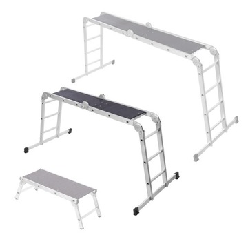 АЛЮМИНИЕВАЯ СОЕДИНЕННАЯ ЛЕСТНИЦА 4x3, РАСШИРЯЕМАЯ НАКЛОННАЯ ПЛАТФОРМА 150 кг