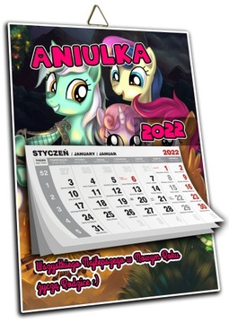 KALENDARZ A4 KUCYKI PONY TWOJE IMIĘ + ŻYCZENIA !
