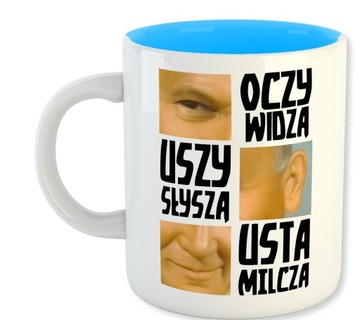 Kubek Biały Niebieski Środek PAPIEŻ OCZY WIDZĄ