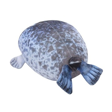 Poduszka Foka 60cm/80cm Wypchana Bawełna Szara 80cm