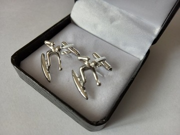 Запонки «Захватывающие лыжники» для лыжного спорта