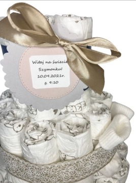 НАБОР торта из подгузников с детским душем КРЕЩЕННАЯ КАРТОЧКА