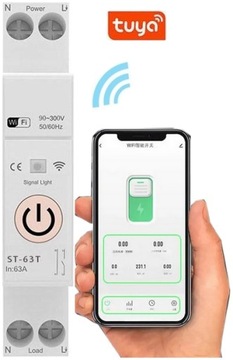 PRZEKAŹNIK ON OFF WiFi 63A CZAS SCENY TUYA SMART SZYNA DIN SKRZYNKA ES1