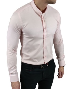 Koszula slim fit ze stójką różowa EGO01 - XL