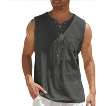 Men's Linen Tank Tops Summer Sleeveless T-Shirt So