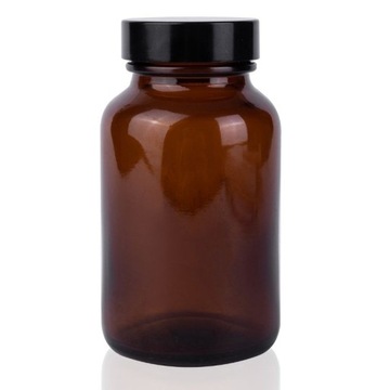 SŁOIK SZKLANY 75 ml PHARMA z NAKRĘTKĄ czarną