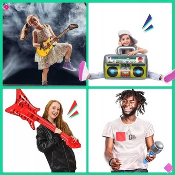 Dmuchane Gitary Mikrofon Pianino Mylarowe Balony Dla Partyjna 15SZT Torba