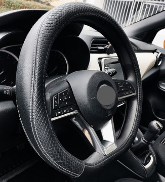 Чехол на руль COVER Вырез внизу Черная кожа ПЛОСКОЕ НИЗ