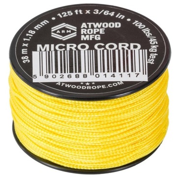 LINKA MICRO CORD SZNUR NA SZPULI ATWOOD ROPE MFG 38m (125ft) DO 46KG ŻÓŁTA