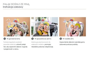 TAF TOYS Pałąk Łuk z zabawkami zawieszkami do wózka Zajączek Rośnij ze Mną