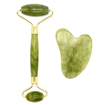 WAŁEK I PŁYTKA Z JADEITU DO MASAŻU TWARZY PUDEŁKO