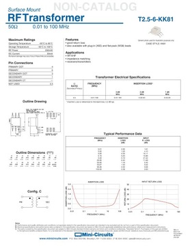 МИНИ-СХЕМНАЯ ЛАБОРАТОРИЯ. ТРАНСФ. ШИРОКОПОЛОСНЫЙ T2.5