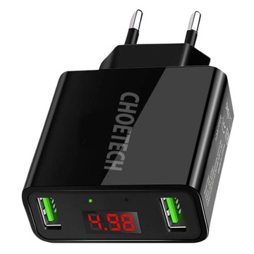CHOETECH C0028 Сетевое зарядное устройство 2x USB-A LCD 11 Вт