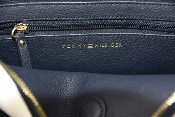 TOMMY HILFIGER torebka damska do ręki granatowa skóra ekologiczna shopper