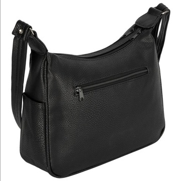ЖЕНСКАЯ СУМКА ВМЕСТИТЕЛЬНАЯ СУМКА НА ПЛЕЧЕ С КАРМАНАМИ ЧЕРНАЯ КОЖА ВЕЛЛУГГИО