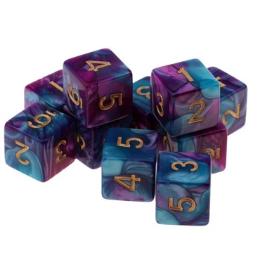 10PCS EDUCATIONAL GEOMETRIC D6 POLYHEDRAL NEW TEACHING Purple+Blue