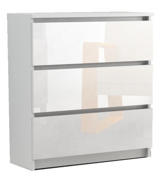 KOMODA BIAŁA Z SZUFLADAMI SZAFKA 3S 80 CM POŁYSK