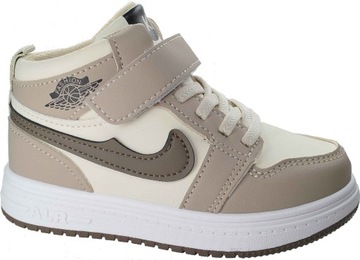 BEŻOWE WYSOKIE SNEAKERSY Adidasy na rzep dla chłopca, dla dziewczynki r 26