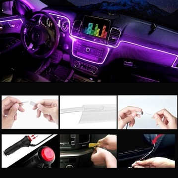 ВОЛОКОННО-ОПТИЧЕСКОЕ ОСВЕЩЕНИЕ ДЛЯ КАБИНЫ АВТОМОБИЛЕЙ 6М RGB ПОЛОСКА + ПРИМЕНЕНИЕ