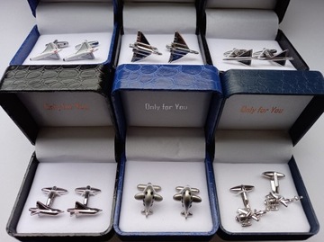 Spinki do mankietów koszul EXC Srebrny Samolot Airbus 380 Boeing 747 Lotnik