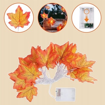 СВЕТОВЫЕ ГИРЛАНДЫ 20LED КЛЕНОВЫЕ ЛИСТЬЯ 3M ОСЕННИЕ УКРАШЕНИЯ ДЛЯ ХЭЛЛОУИНА