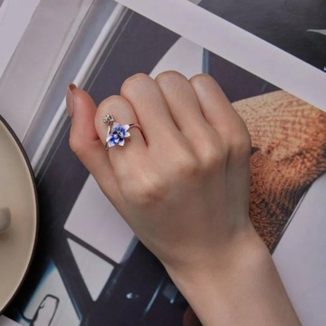СЕРЕБРЯНОЕ КОЛЬЦО С ЦВЕТОМ 925 ПРОБЫ, РЕГУЛИРУЕМОЕ